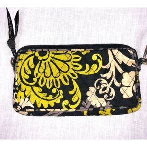 Vera Bradley Baroque Tech Cosmetic Wristlet Wallet White Yellow Black Floral